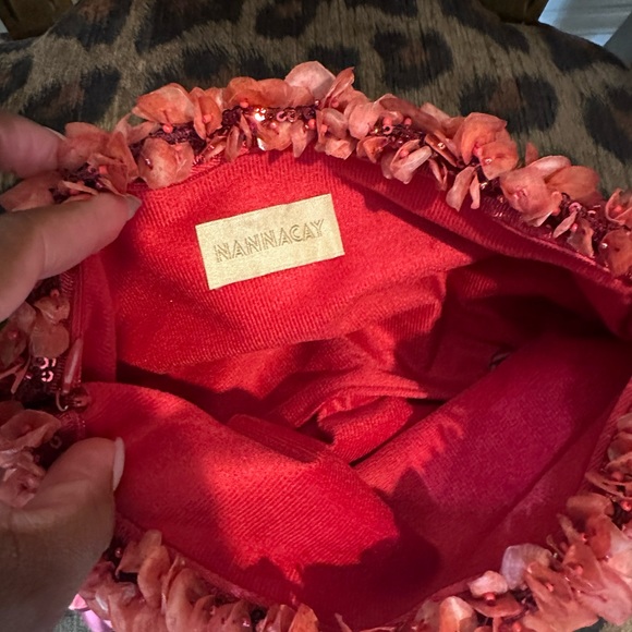 NEW Nanncay Mazzy Embellished Tulle Clutch Pink - Picture 10 of 12